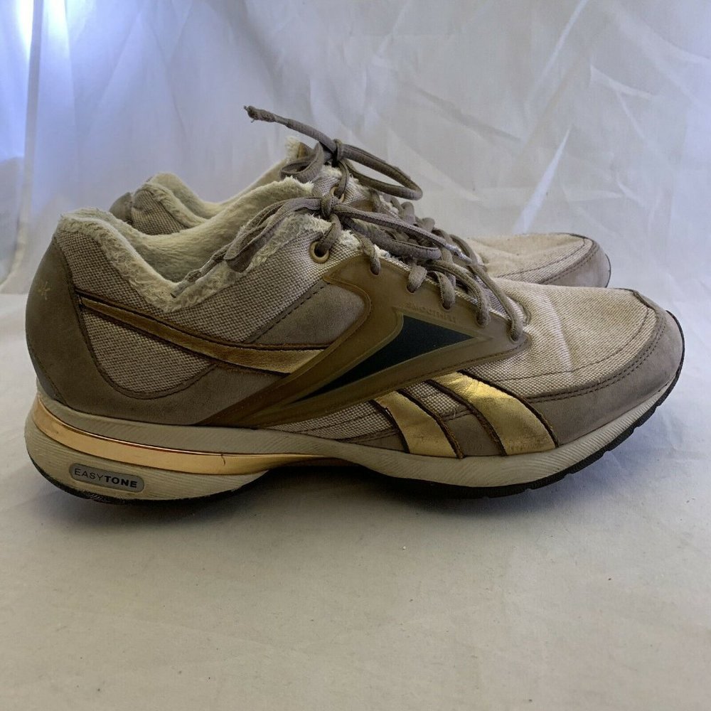 Reebok Easy Tone Sneakers Womens Size 8.5 Gold Lac